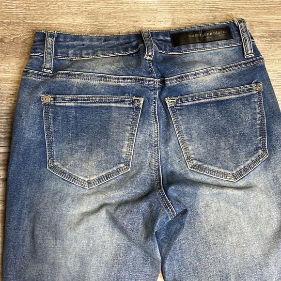 Twentyone Black rue21 Jeans Mid Rise Jegging Flex Distressed Womens Size 0 - Picture 6 of 7